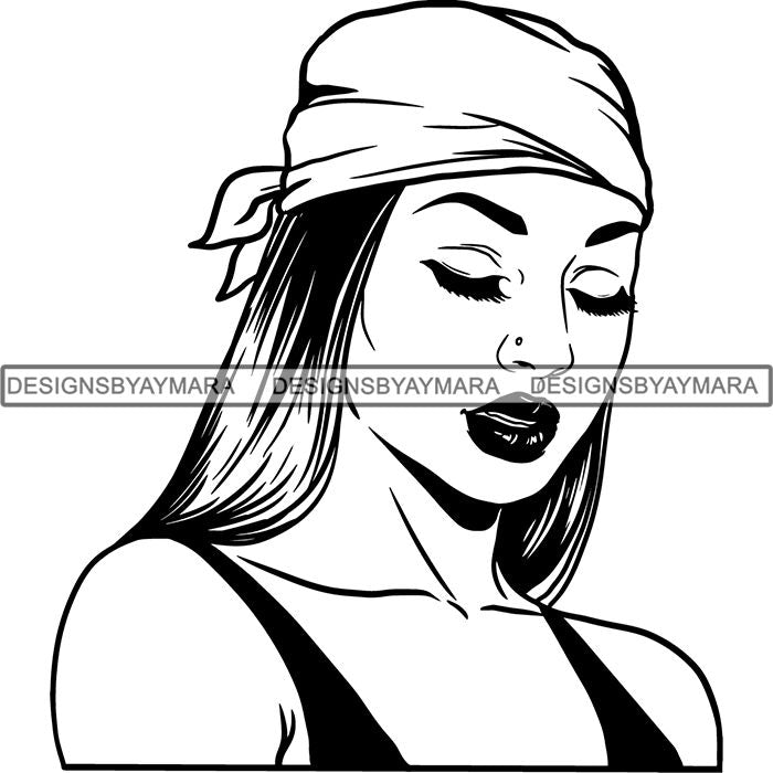 Download Beautiful Woman Turban Head Wrap Hairstyle SVG Files For ...