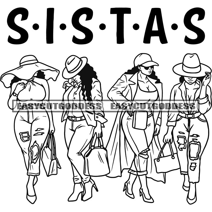 Sistas Quote Black And White Afro Sisters Women Together Black Woman M –  DesignsByAymara