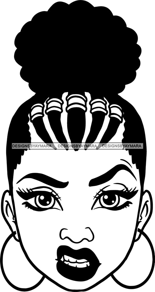 Download Afro Woman Messy Hair Afro Puff Bun Braids Mean Face Black Girl Magic Designsbyaymara