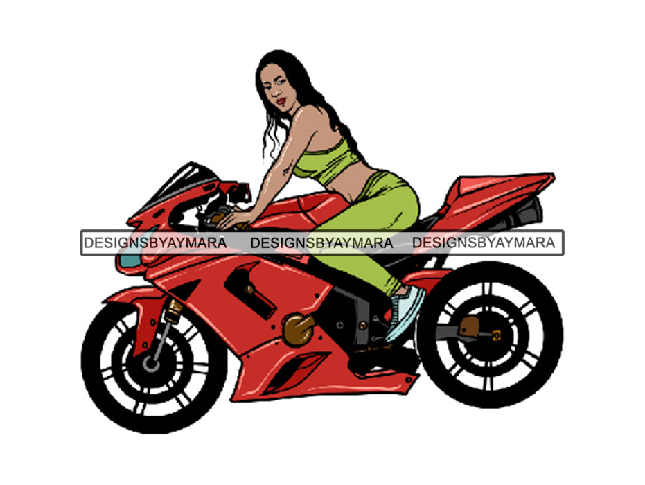 girl on motorcycle clipart