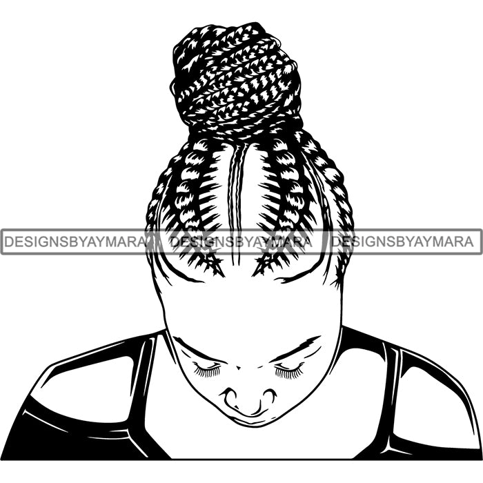 Download Afro Woman Braids Dreads Dreadlocks Hairstyle SVG Cut Files For Silhou - DesignsByAymara