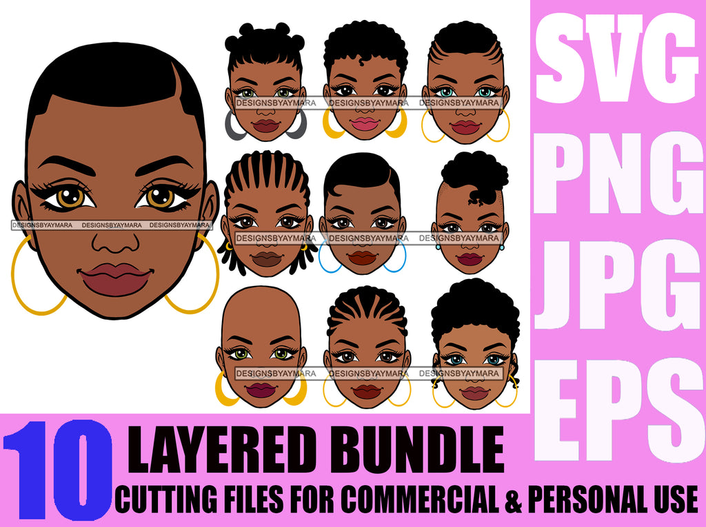 Download Bundle 10 Afro Woman Svg Short Hair Black Girl Magic Melanin Popping H Designsbyaymara