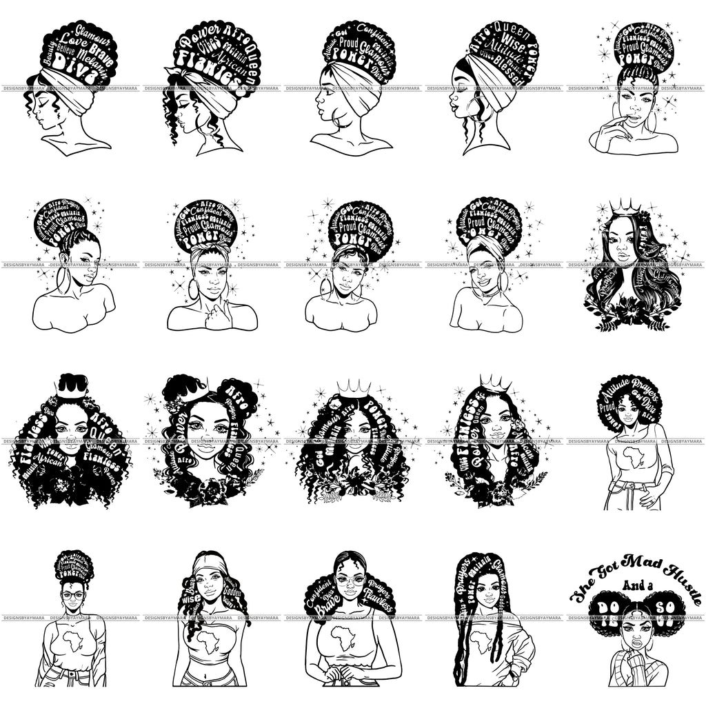 Download Bundle 20 Afro Woman Hair Quotes Black Girl Magic Goddess Diva Black Q Designsbyaymara