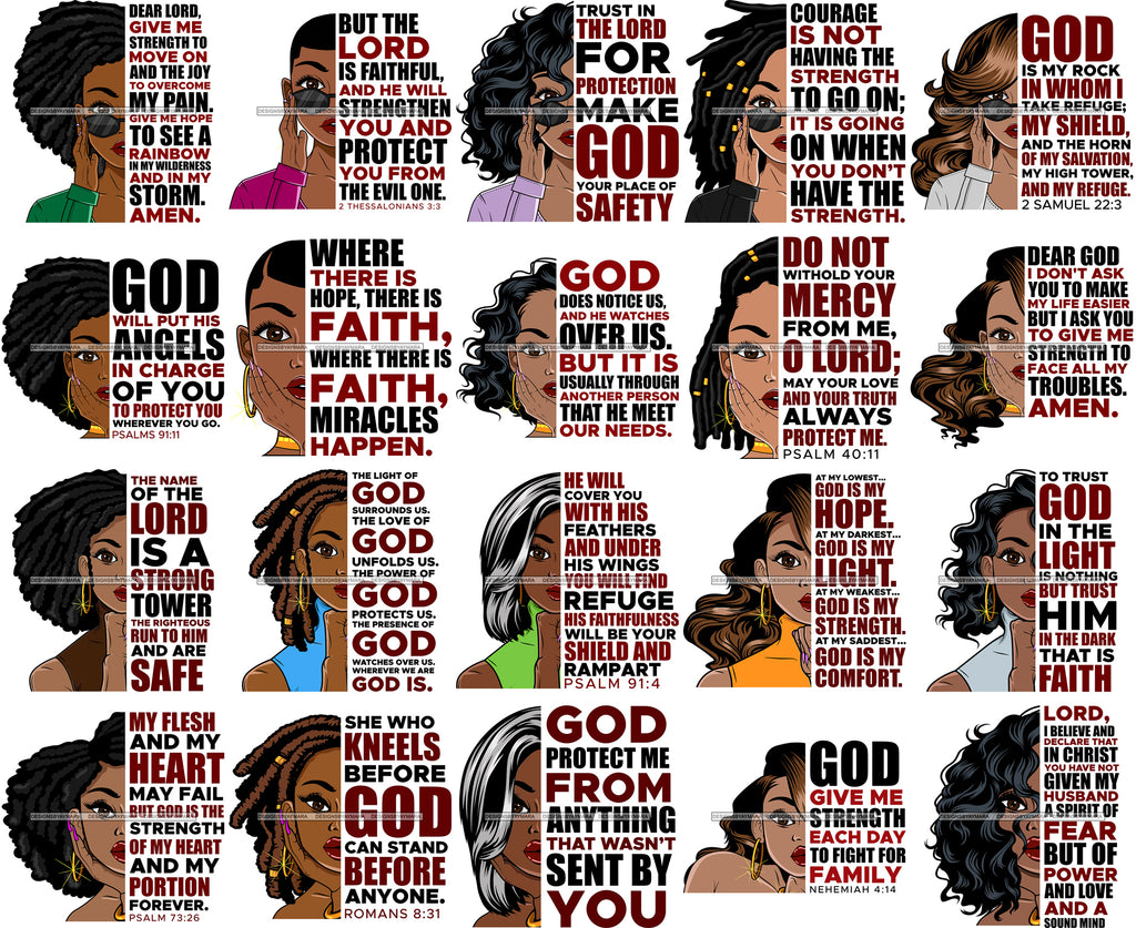 Download Bundle 20 Afro Woman Half Face God Lord Inspirational Quotes Black Gir Designsbyaymara