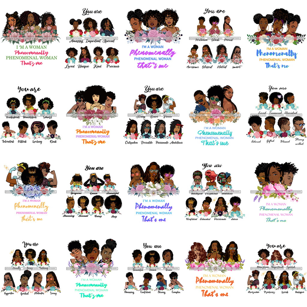 Download Bundle 20 You Are Afro Phenomenal Woman Great Qualities Quotes Women T Designsbyaymara