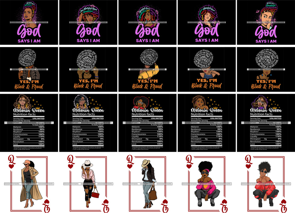 Download Bundle 20 Afro Black Woman God Says I M Quotes Nutrition Facts Melanin Designsbyaymara