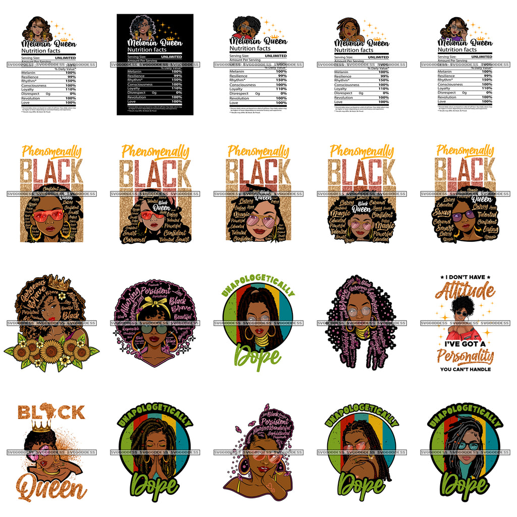 Download Bundle 20 Afro Black Women Phenomenally Black Melanin Queen Nutrition Designsbyaymara