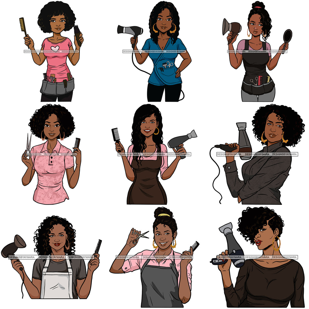 Download Bundle 9 Afro Woman Hair Beauty Salon Dresser Stylist Female Hairdress Designsbyaymara PSD Mockup Templates