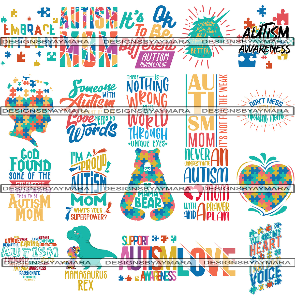 20 Designs Autism Quotes Bundle SVG File