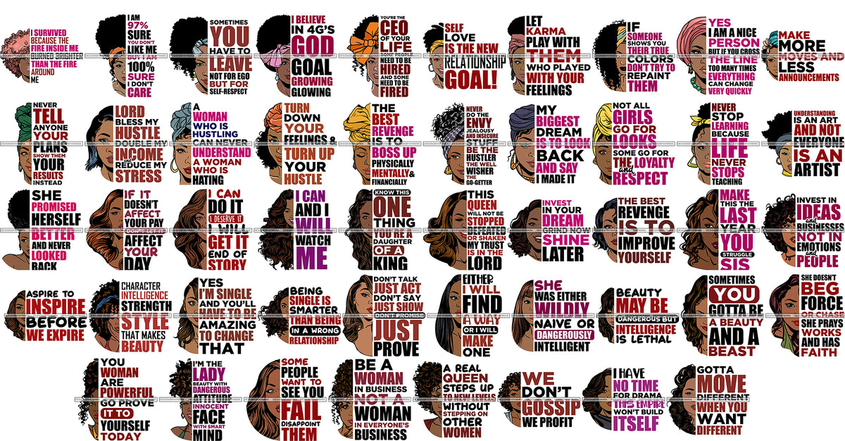 Download Special Bundle 48 Afro Woman Half Face Quotes SVG Cutting ...