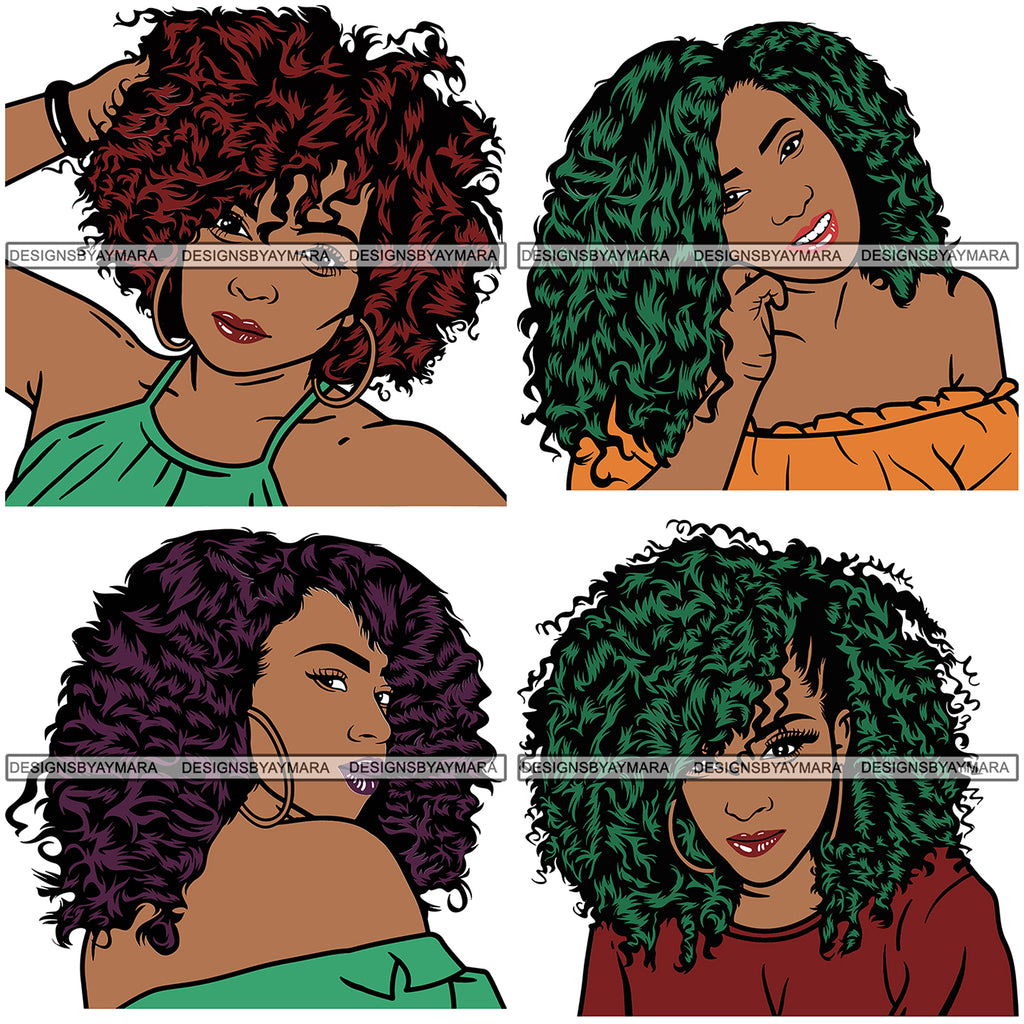 Download Bundle 4 Afro Woman Melanin Popping SVG Files For Cutting ...
