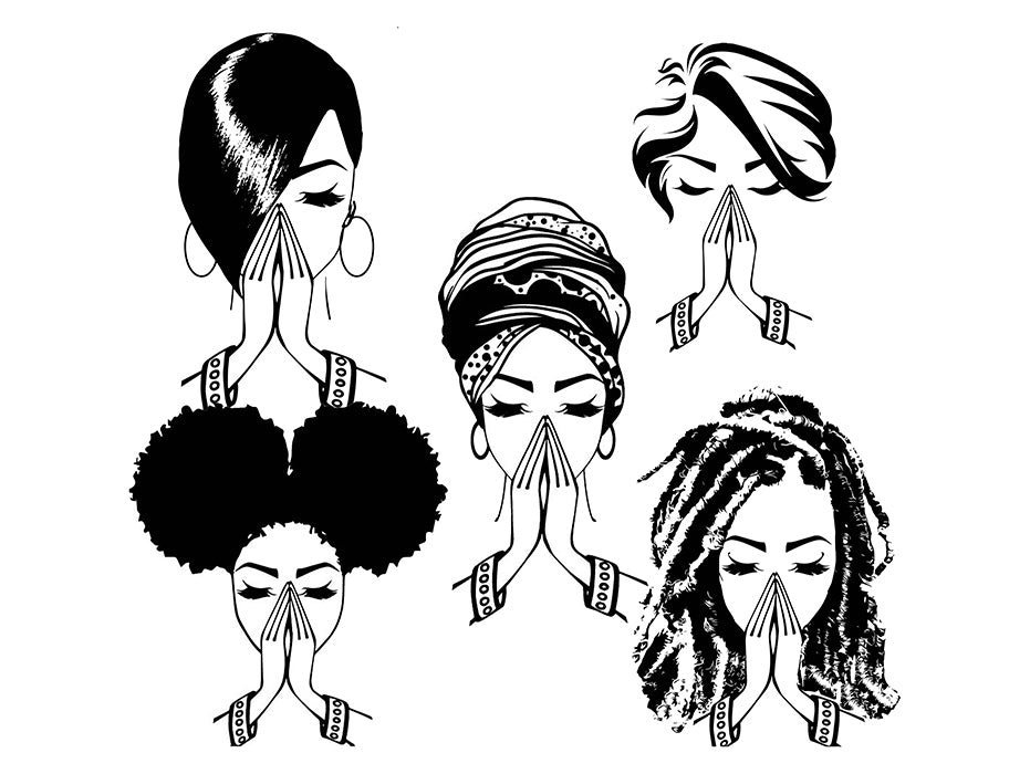Download Bundle Afro Woman Praying SVG African American Ethnicity Afro Puffy Ha - DesignsByAymara
