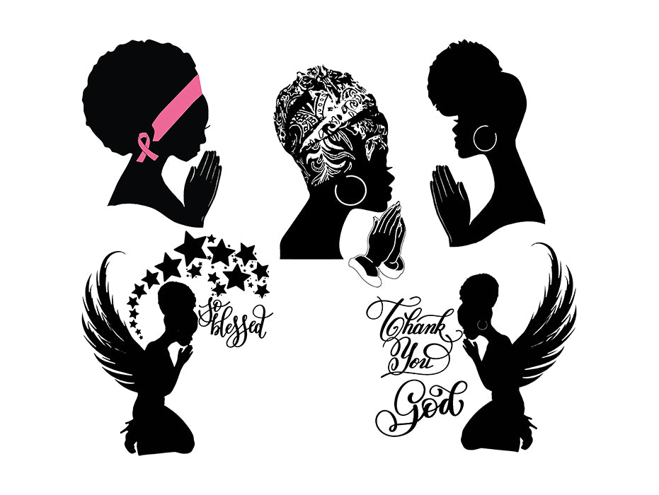 Download Bundle Afro Woman Praying SVG African American Ethnicity Afro Puffy Ha - DesignsByAymara