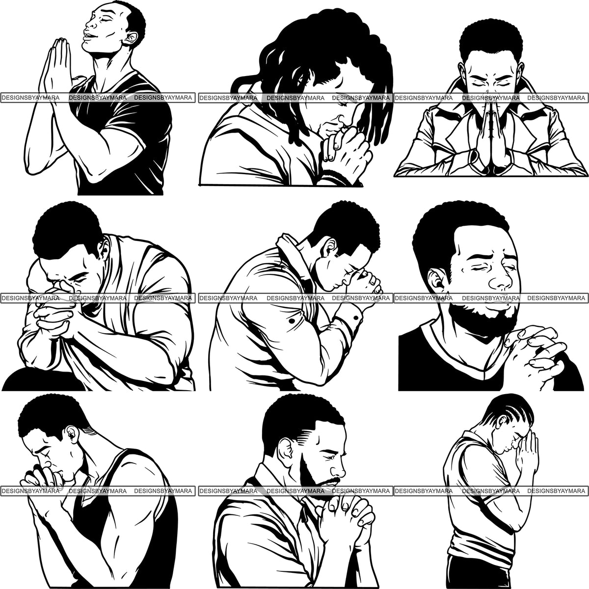 Bundle 9 Man Praying God SVG Cut Files For Silhouette ans Cricut ...