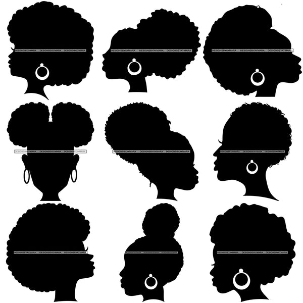 Download Bundle 9 Black Afro Silhouette Face SVG Cut Files ...
