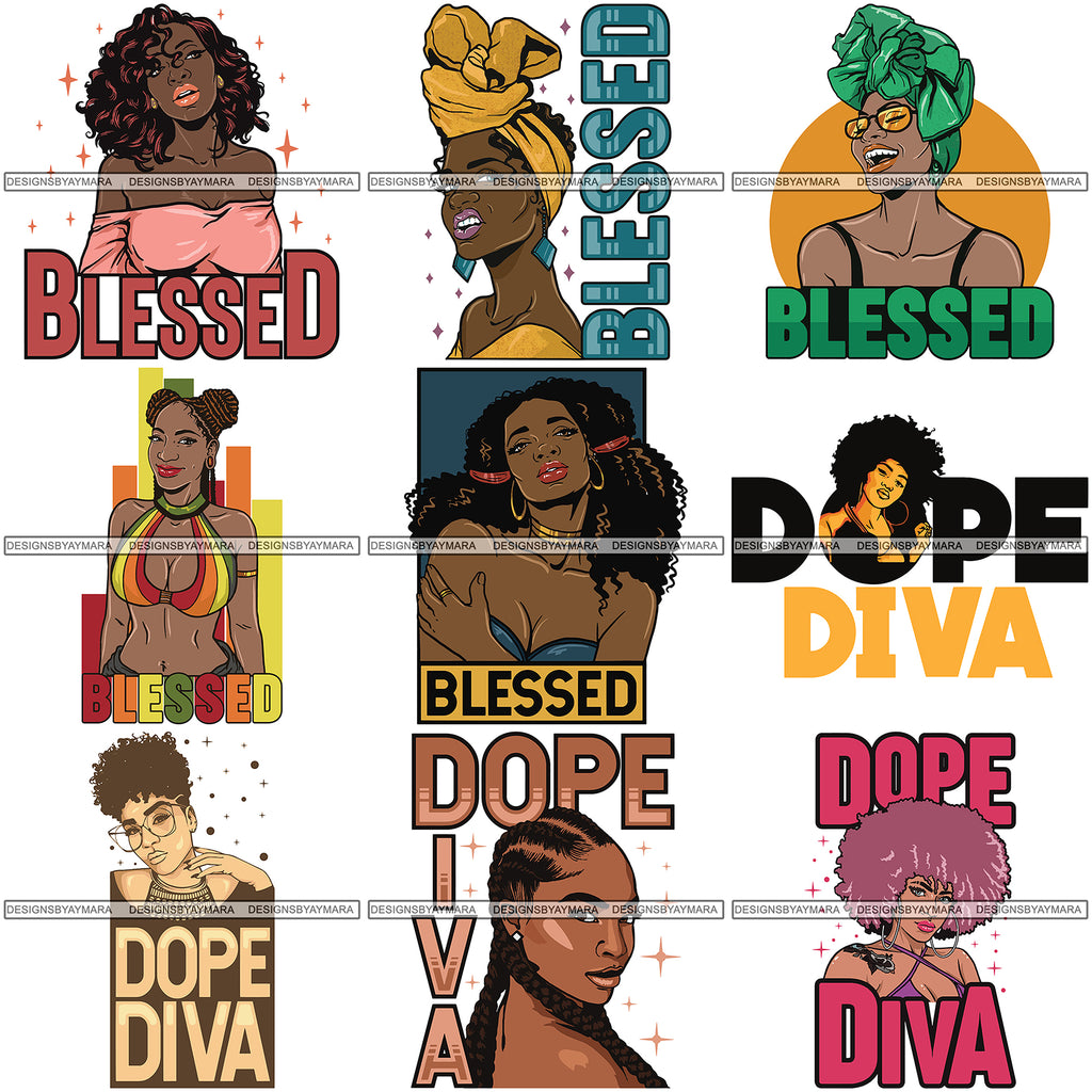 Download Bundle 9 Afro Melanin Popping Blessed Life Quotes SVG ...