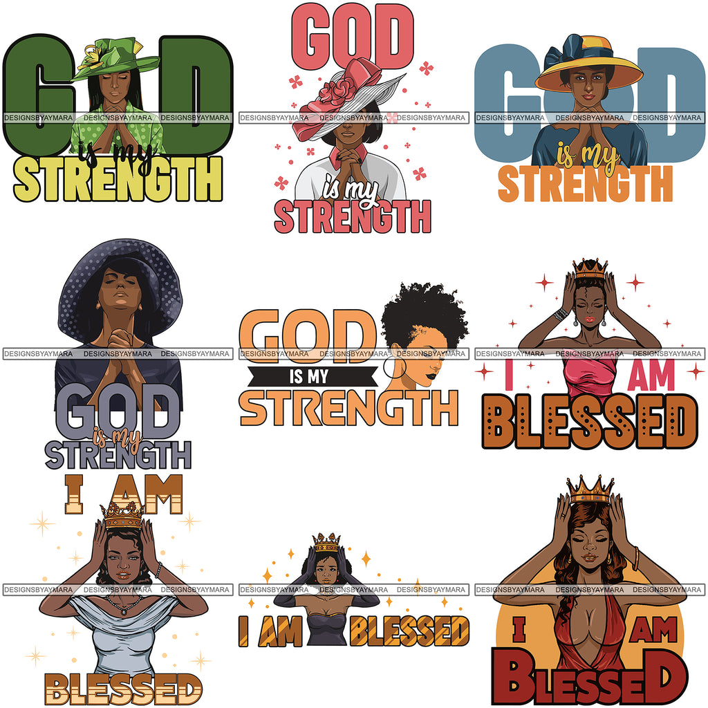 Download Bundle 9 Afro Melanin Popping Blessed Life Quotes SVG ...