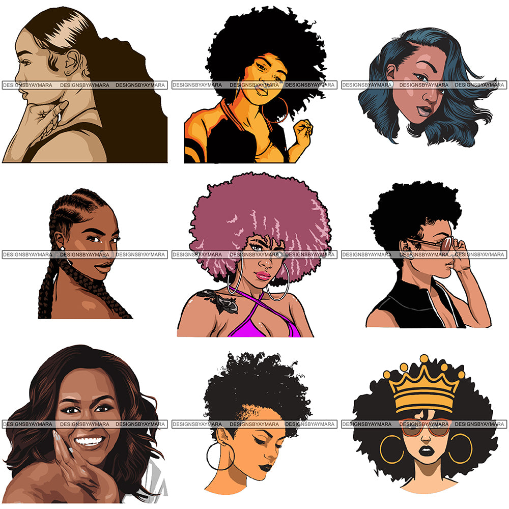 Download Special Bundle 9 Afro Woman SVG Melanin Cutting Files For ...