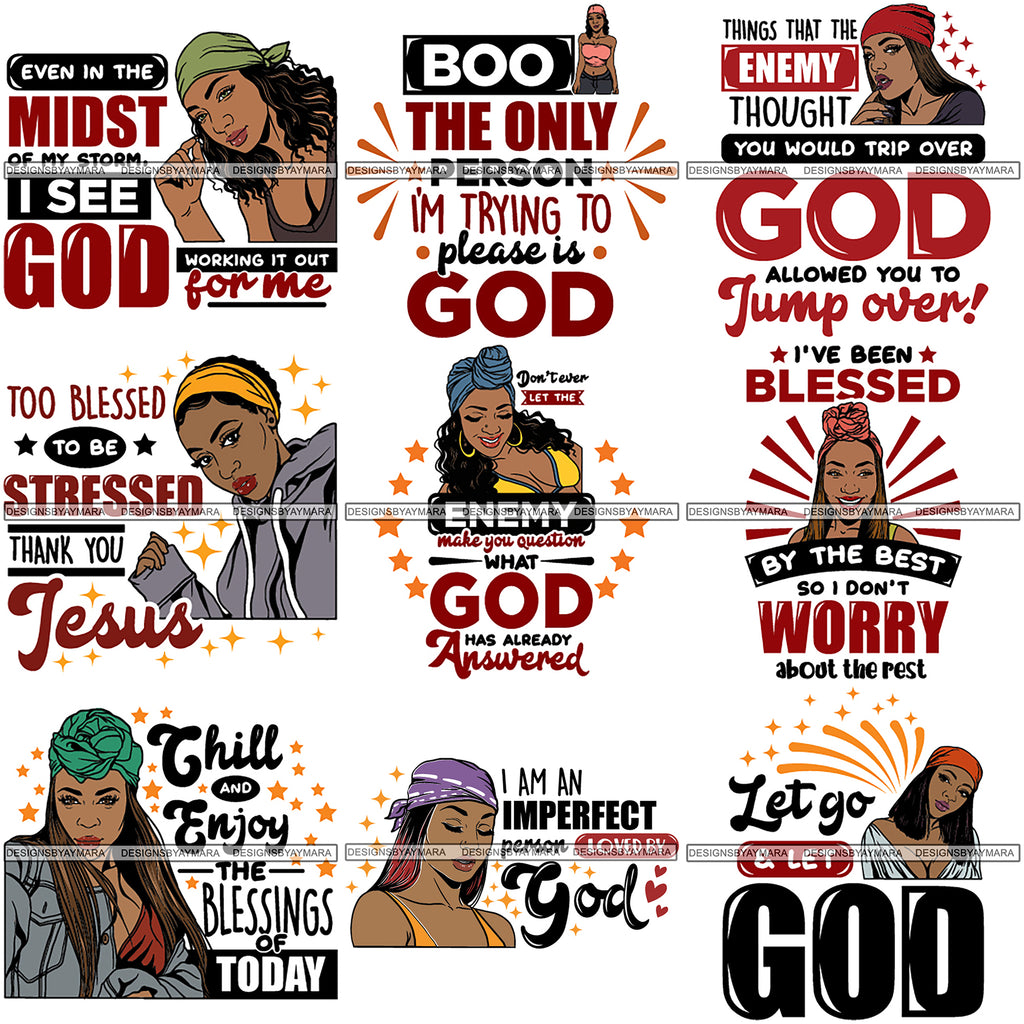 Download Bundle 9 Black Proud Woman God Blessings Life Quotes Svg Files For Cut Designsbyaymara