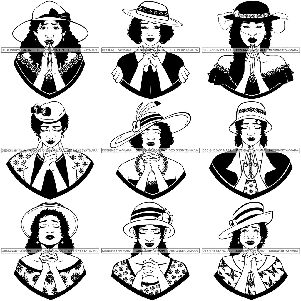 Download Bundle 9 Latina Woman Praying God .SVG Cut Files For Silhouette and Cr - DesignsByAymara