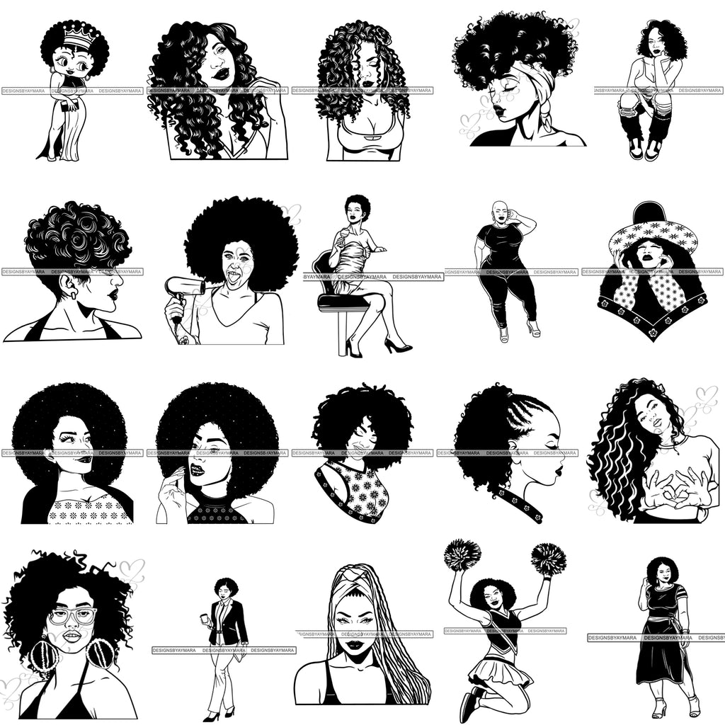 Download Bundle 20 Super Afro Woman Melanin SVG Files For Cutting ...