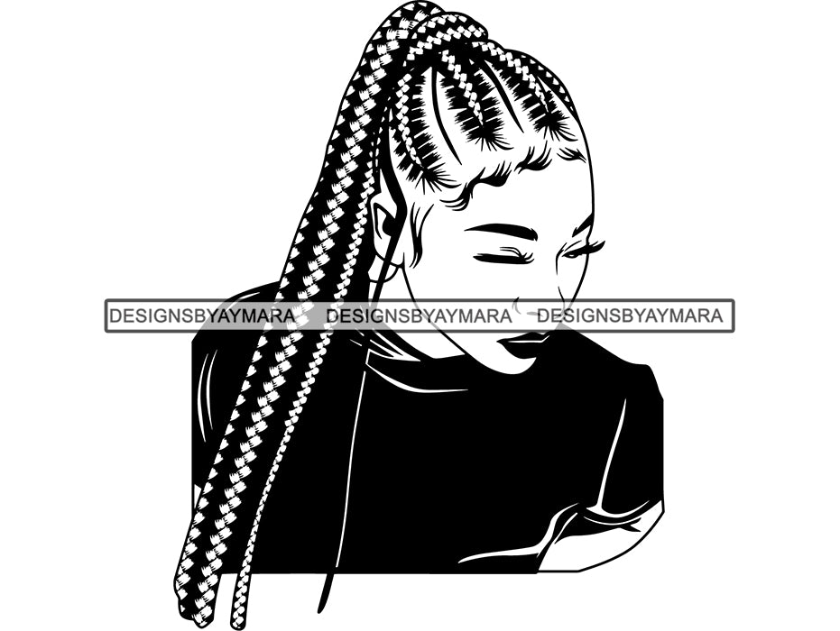 Afro Woman SVG Braids Dreads Hairstyle Nubian Melanin 