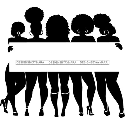 group of woman clipart black and white