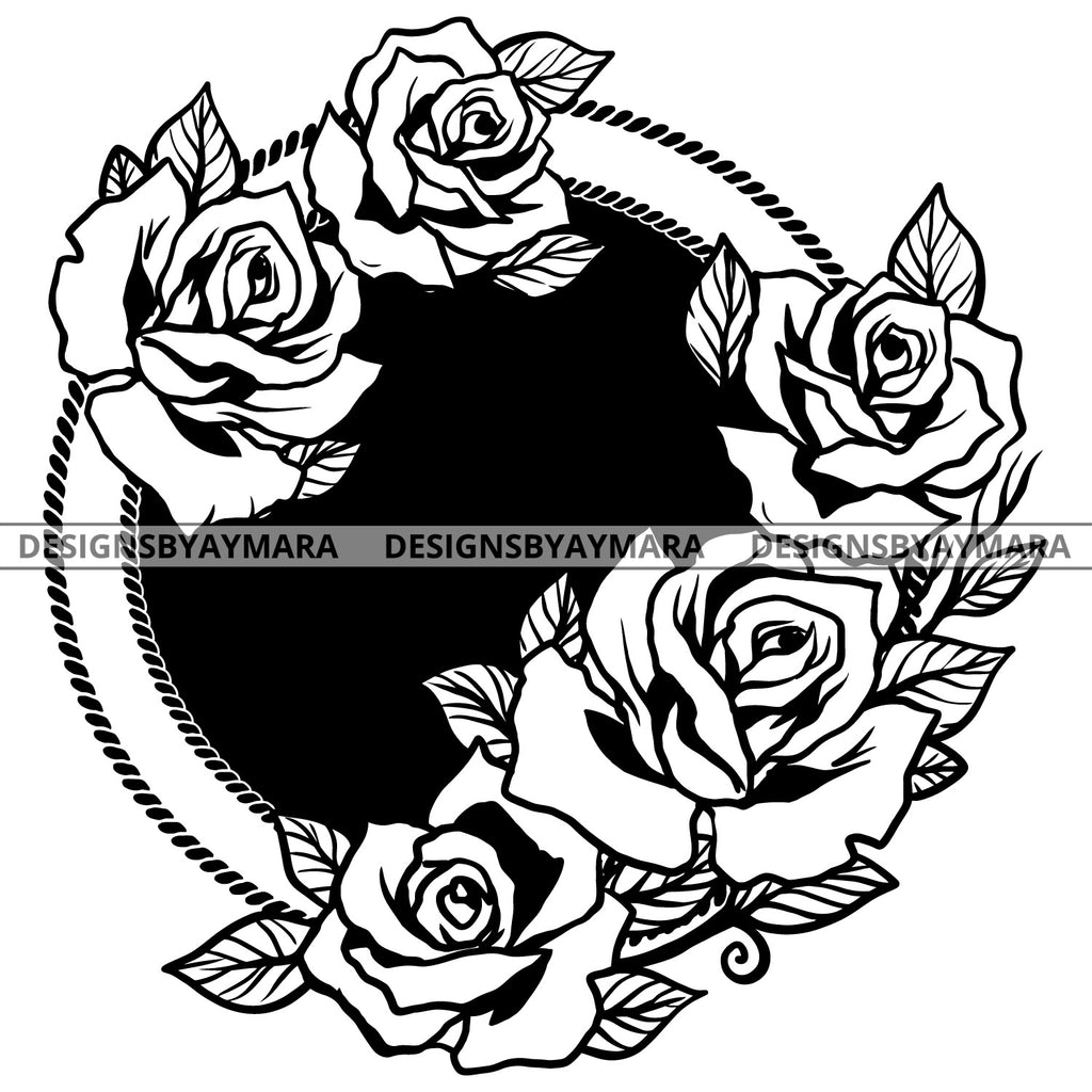 Download Gorgeous Romantic Garden Roses Illustration B W Svg Jpg Png Vector Cli Designsbyaymara