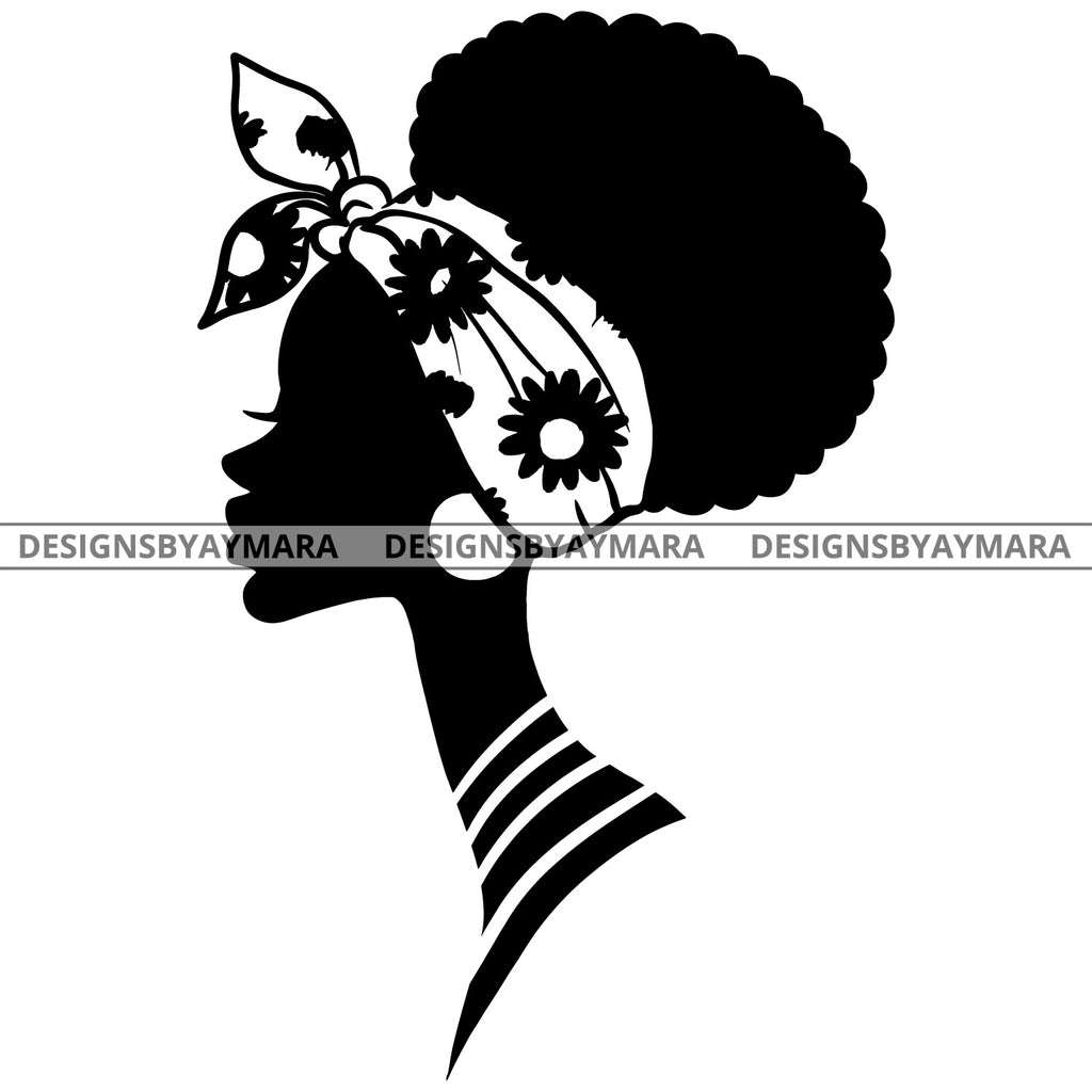 Download Afro Queen Woman Head Black Silhouette Hair Scarf Headband Choker Neck Designsbyaymara