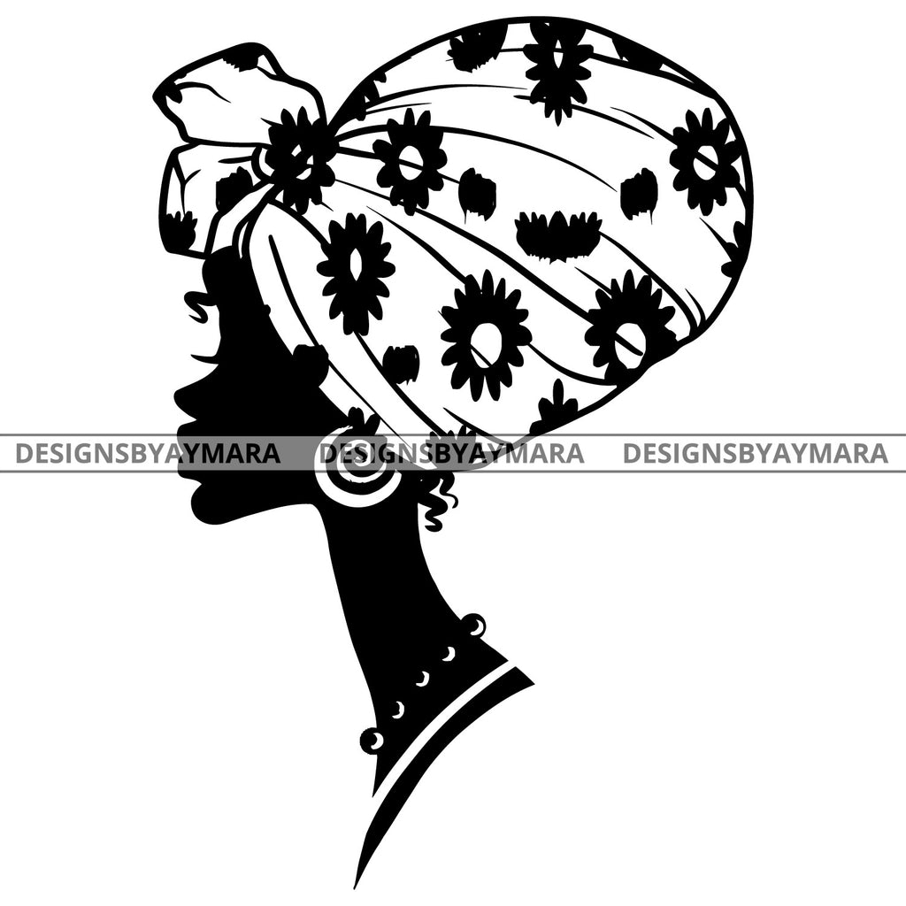 Download Afro Queen Woman Head Black Silhouette Beautiful Hair Turban Earrings Designsbyaymara