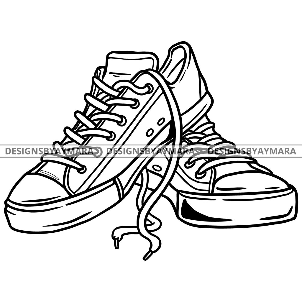 Flat Heel Canvas Sneakers Pair Fashion Style B W Svg Jpg Png Vector Cl Designsbyaymara
