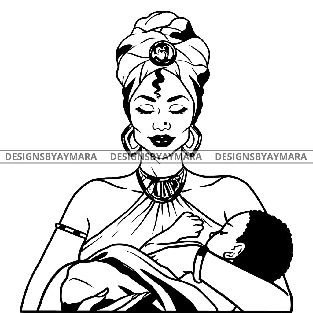 Download Goddess Black Mother Sleeping Baby True Love Peace Turban Earrings Mot Designsbyaymara