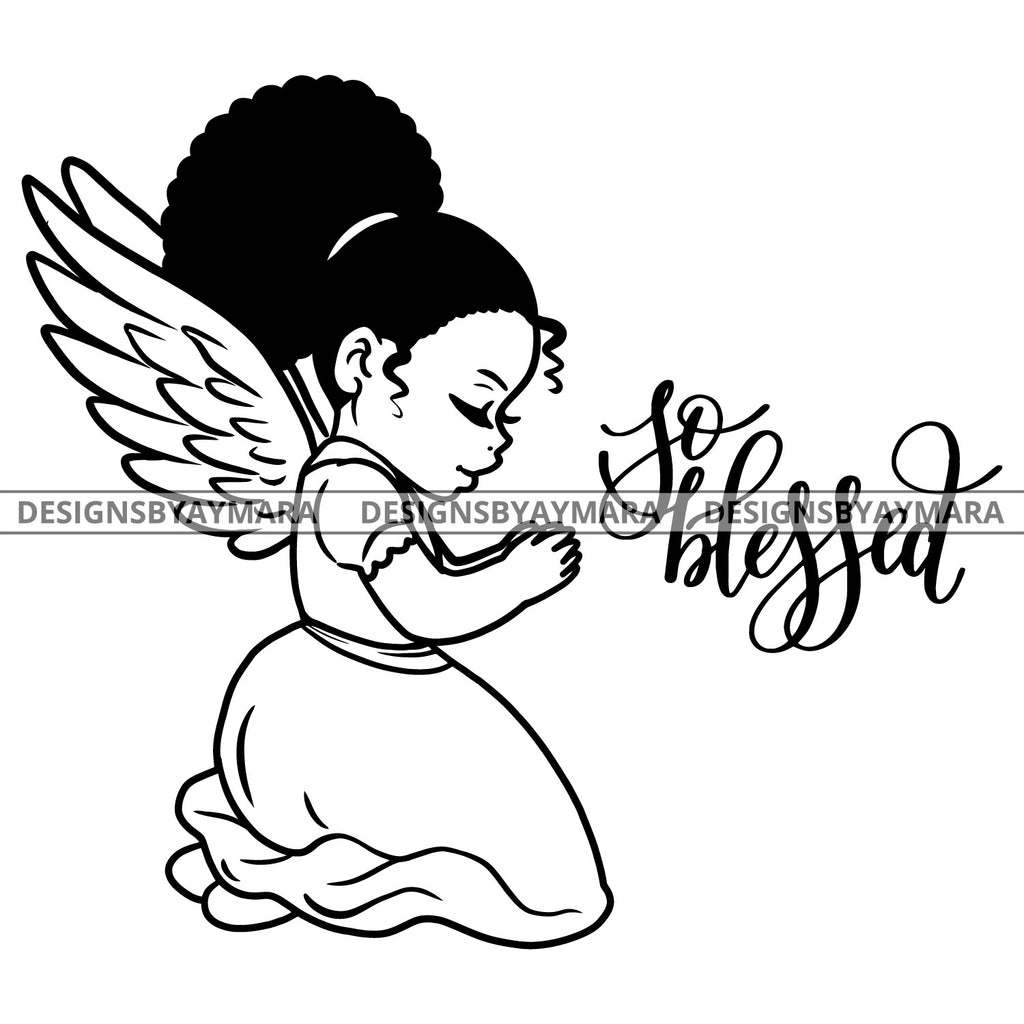 Download Precious Black Angel Girl Religious Quote Hands Praying Blessed Holy S Designsbyaymara