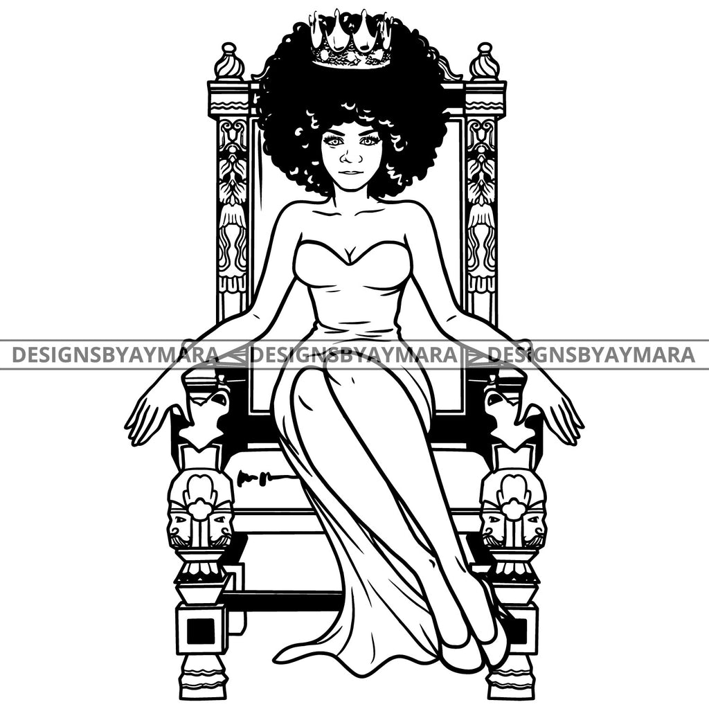 Download Afro Beauty Queen Woman Crown Sitting Throne Beauty Contest Puffy Afro Designsbyaymara