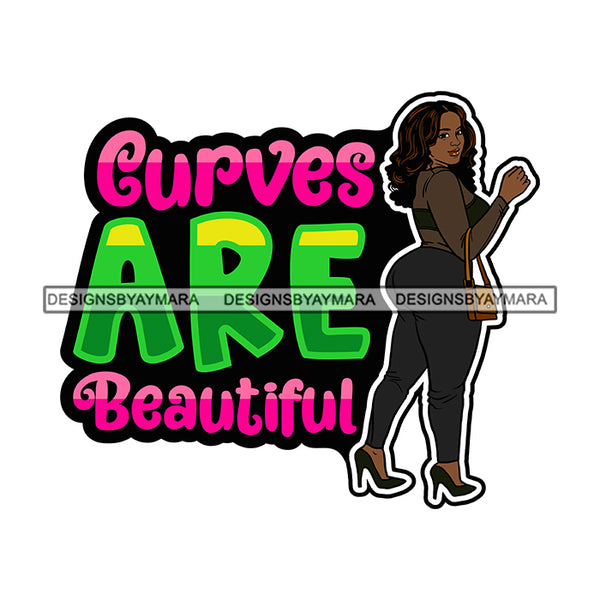 Sexy Voluminous Afro Woman Body Positivity Quote Beautiful Curves Illu Designsbyaymara 