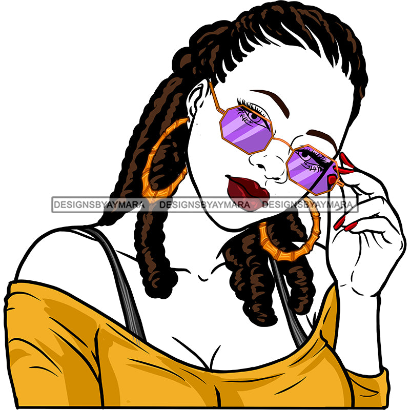 Sassy Black Woman With Locs Purple Sunglasses Png Clipart Cricut S