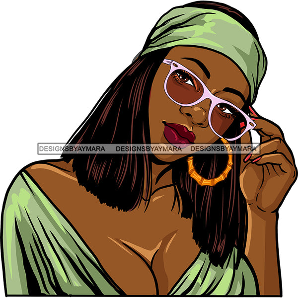 Sassy Black Woman With Green Headwrap In Color Png Clipart Cricut