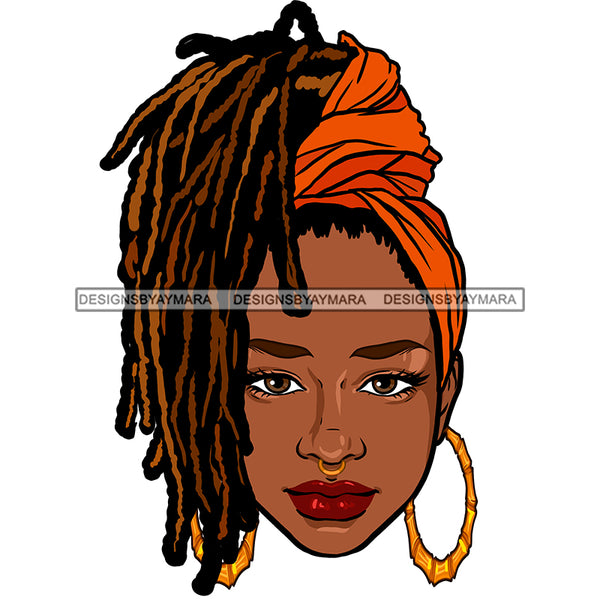 Download Beautiful Black Woman With Sister Locs Orange Headwrap In Color Jpg Pn Designsbyaymara