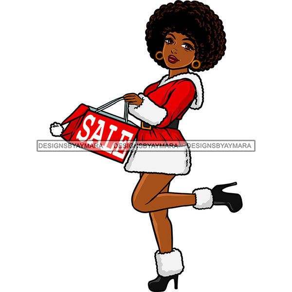 Diva Santa's Helper Black Woman With Sale Box In Boots Santa Claus JPG ...