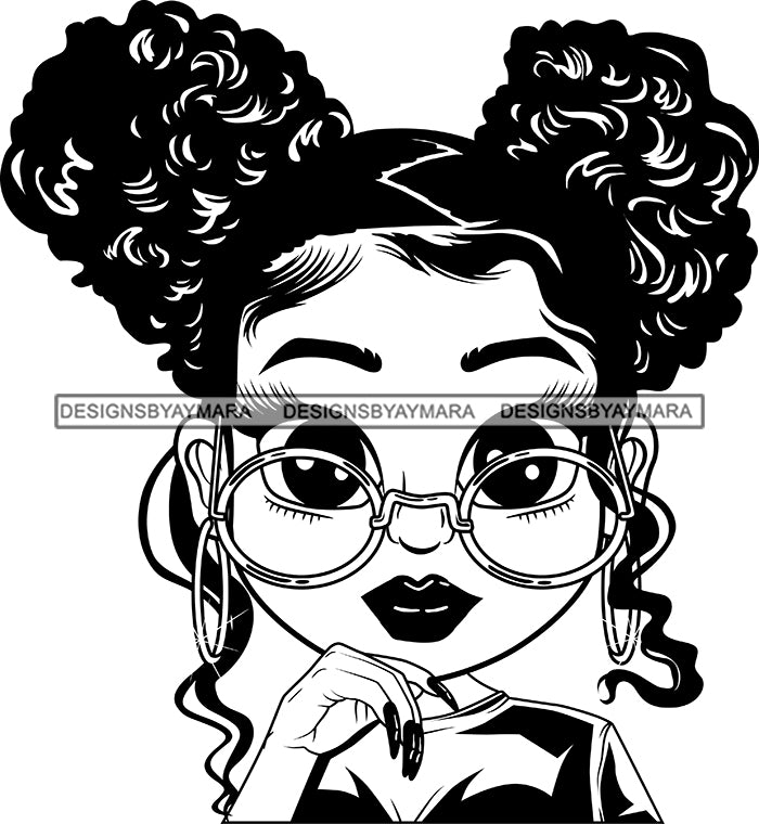 Afro Lili Black Girl Woman Glasses Big Eyes Earrings Glamour Queen