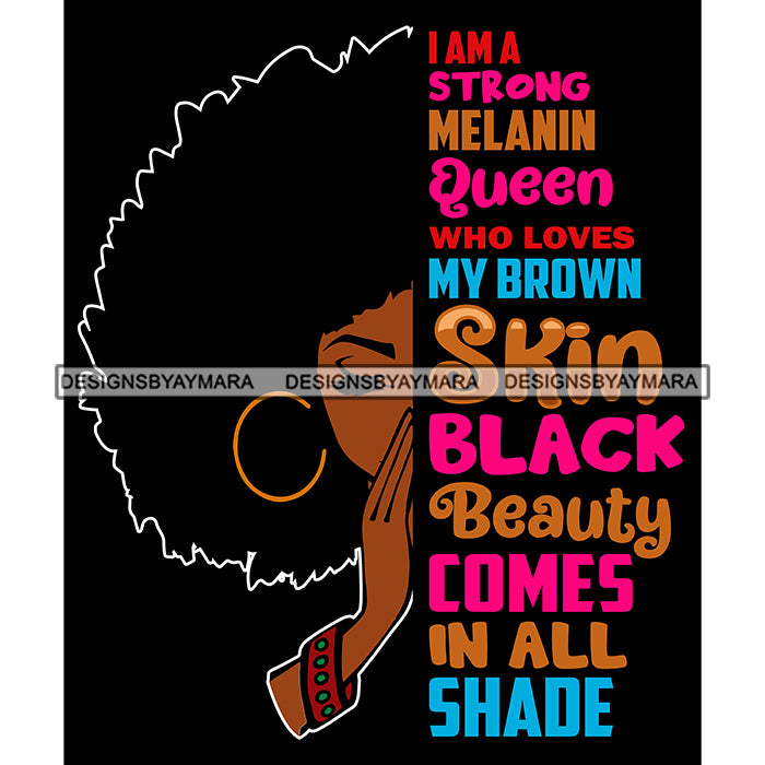 Pretty Afro Woman Half Face Motivational Quotes Praying Black Backgrou –  DesignsByAymara
