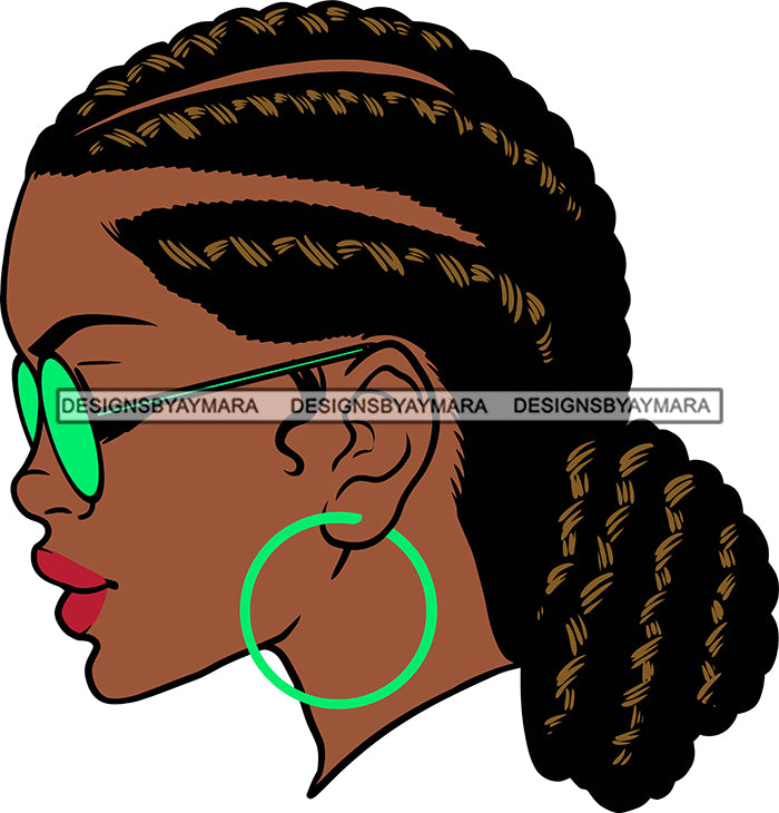 Afro Girl Babe Sexy Black Woman Matching Glasses Bamboo Hoop Earrings Designsbyaymara