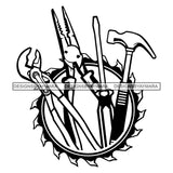 Handyman Tool Kit Set Symbol Design Vector Mechanic Toolbox Technician Screwdriver Hammer Wrench  B/W SVG Cutting Files For Silhouette and Cricut