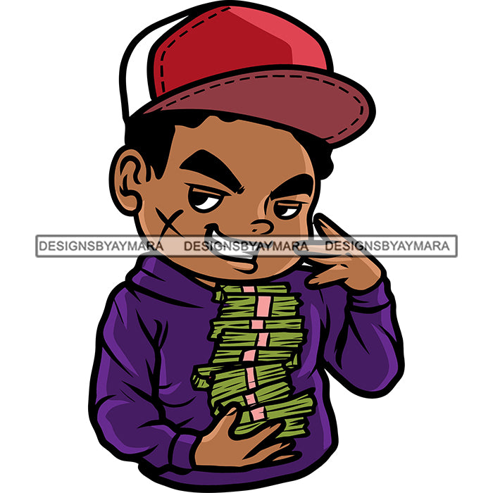 Smile Face Gangster Boys Holding Money Bundle Wearing Cap And Gold Cha –  DesignsByAymara