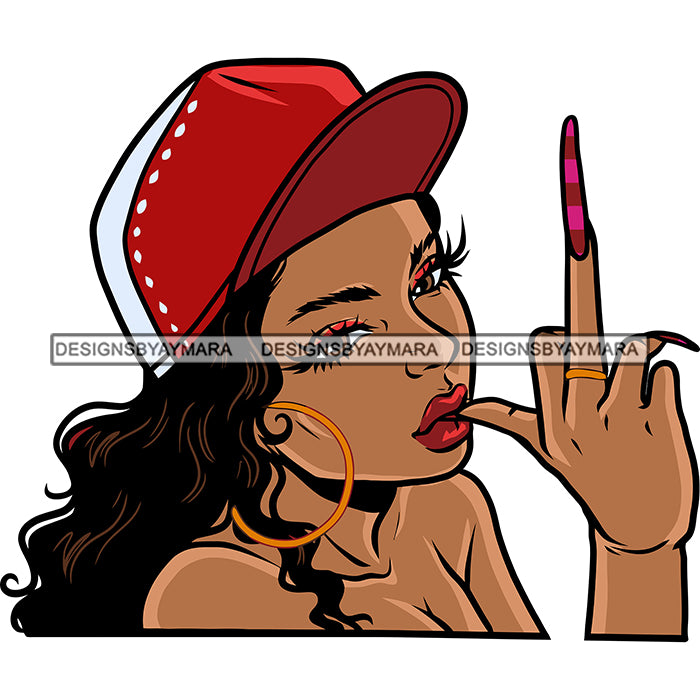 Gangster African American Woman Showing Middle Finger Long Nail Wearin –  DesignsByAymara