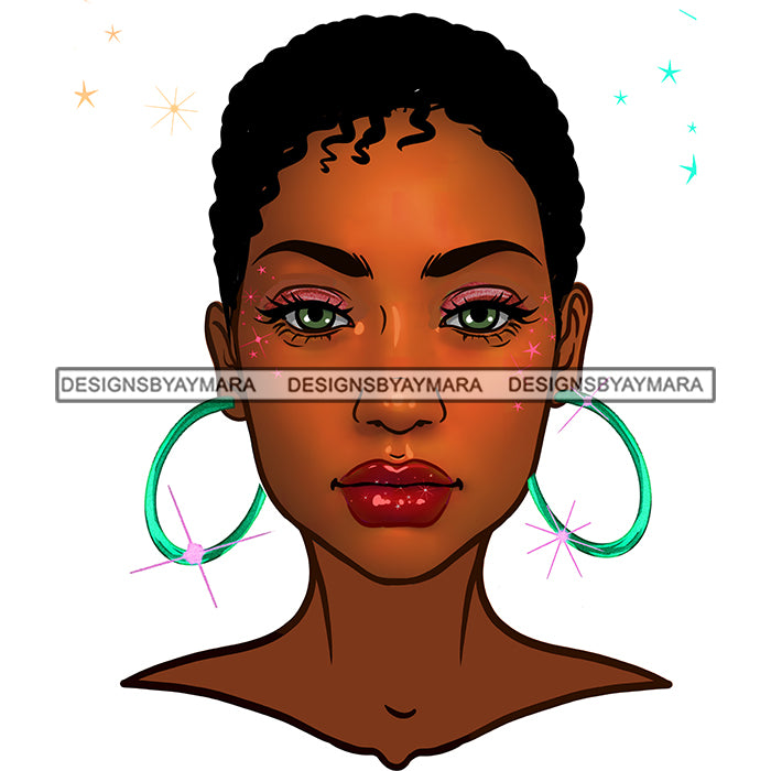 Black Woman Brown Face Short Afro Red Lips JPG PNG Clipart Cricut Silh ...