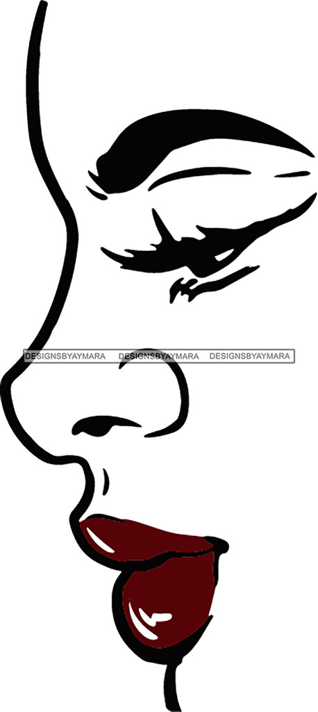 Download Urban Black Woman Face Red Lips Black Eyes Sideview Svg Cutting Vector Designsbyaymara