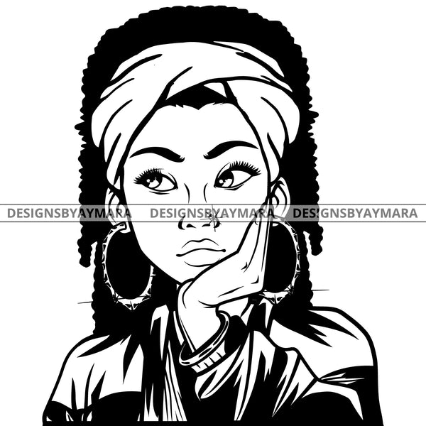 Black Goddess Lola Boss Lady Nubian Portrait Worried Turban Bamboo Hoo Designsbyaymara