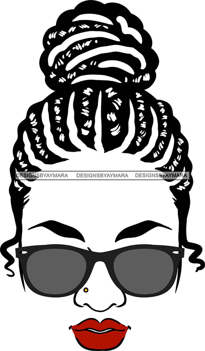 Afro Black Goddess Portrait Bamboo Hoop Earrings Sunglasses Sexy Lips Designsbyaymara