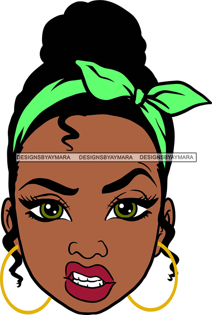 Download Afro Black Goddess Portrait Bamboo Earrings Bandana Attitude Gesture S Designsbyaymara